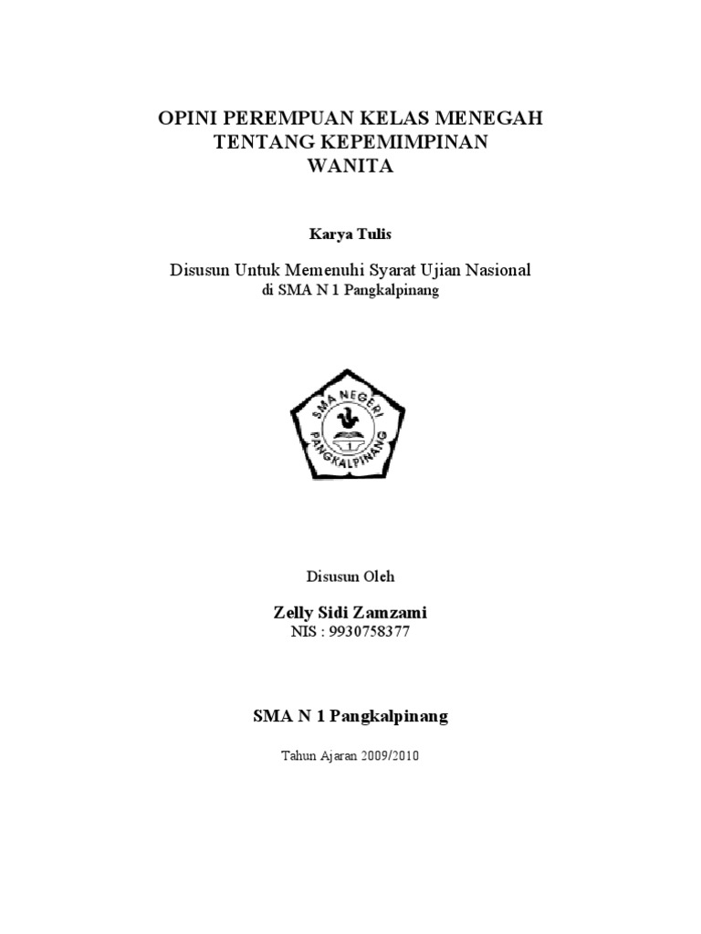 Karya Tulis Ilmiah Opini Pemimpin Perempuan