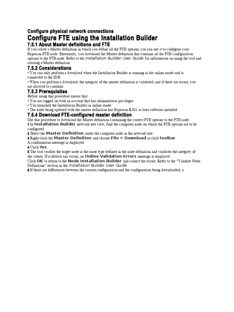 Configure FTE Using The Installation Builder | PDF