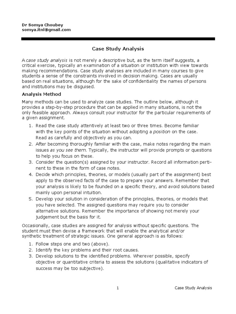 Case Study Analysis PDF Case Study Abstract (Summary)