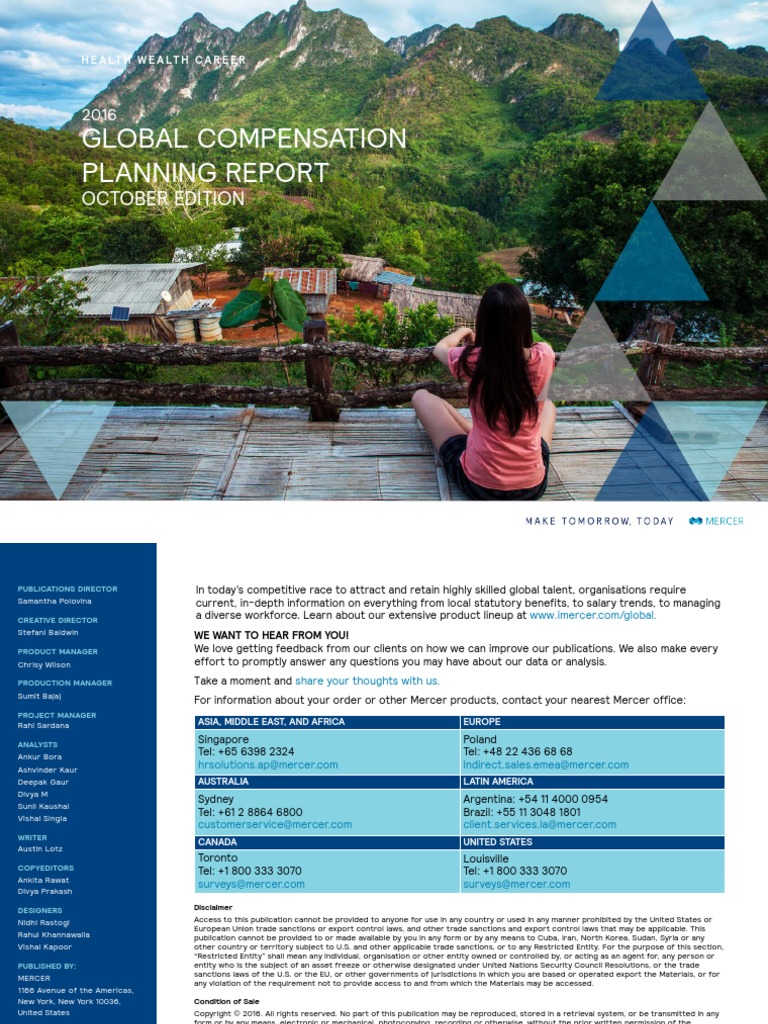 Mercer Global Compensation Plan PDF | PDF | Compensation And Benefits |  Employment