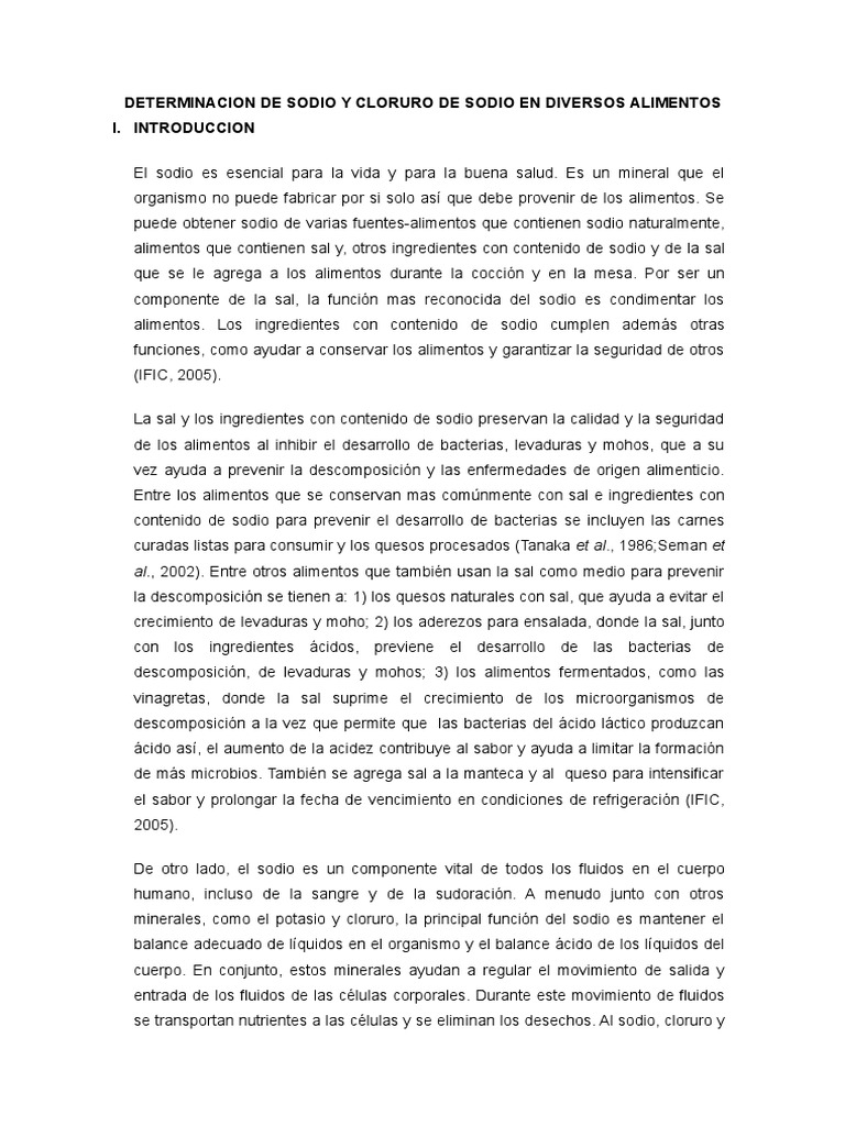 Determinacion de Sodio | PDF | sal | Alimentos