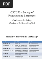 CSC 270 - Survey of Programming Languages: C++ Lecture 2 - Strings Credited To Dr. Robert Siegfried