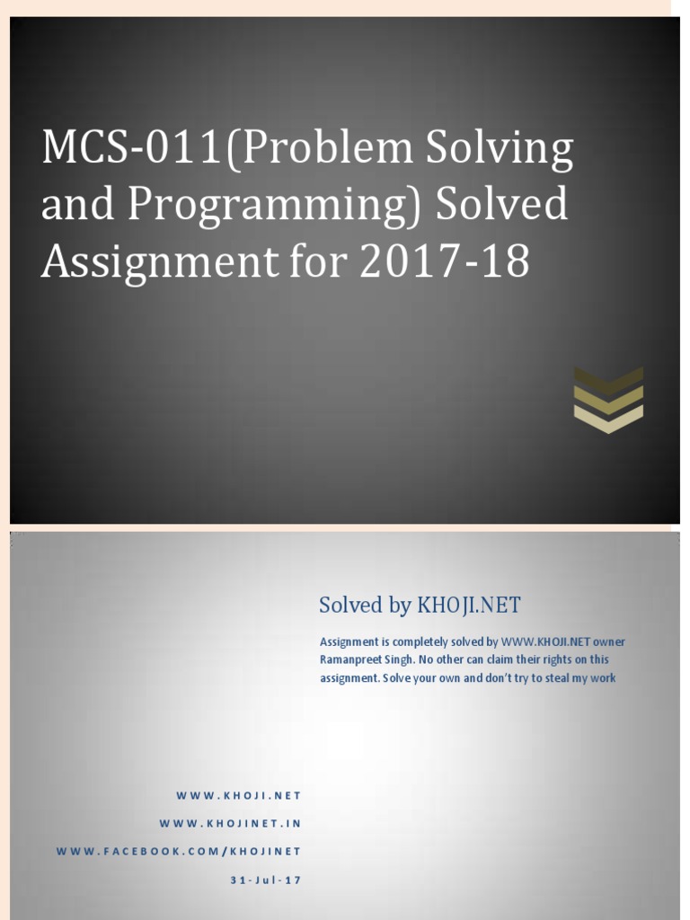 mcs 011 problem solving and programming