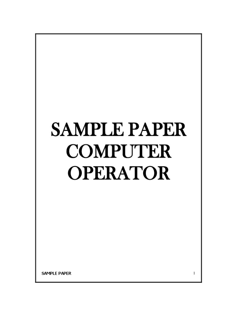Sample Paper Computer Operator | Universe | Computer Program