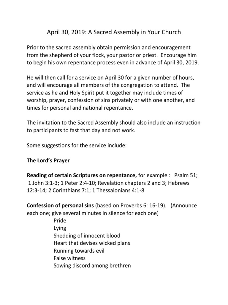 Sacred Assembly Sample | PDF