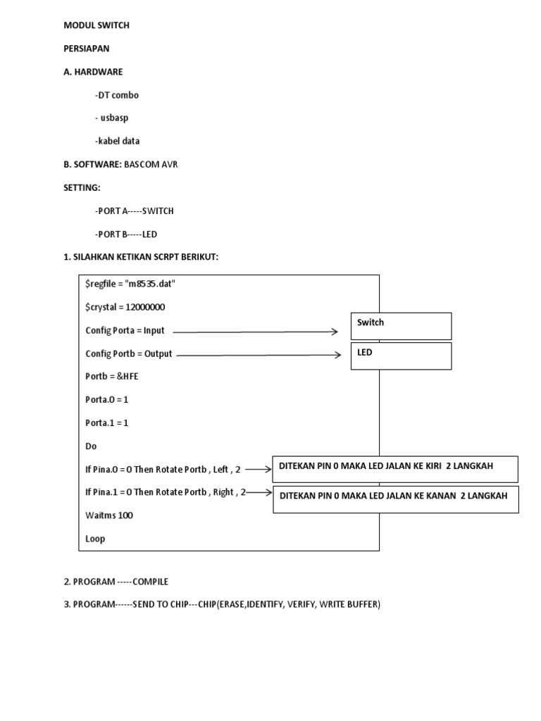 Modul Switch dan LED dengan BASCOM AVR | PDF