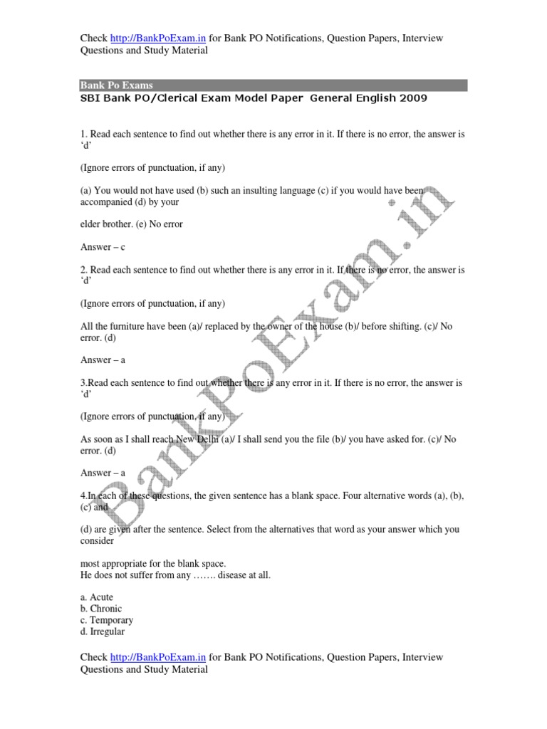 Bank PO Exam Prep: Questions & Answers | PDF