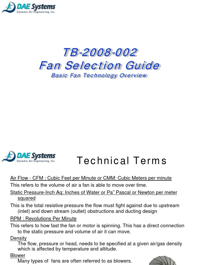 Comprehensive Fan Selection Guide | PDF | Chemical Equipment | Gases
