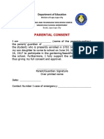 Parental Consent: Department of Education