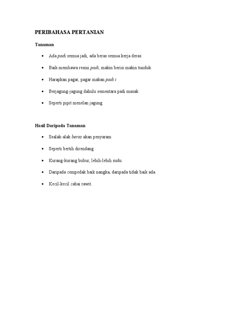 PERIBAHASA PERTANIAN PERIBAHASA PERTANIAN