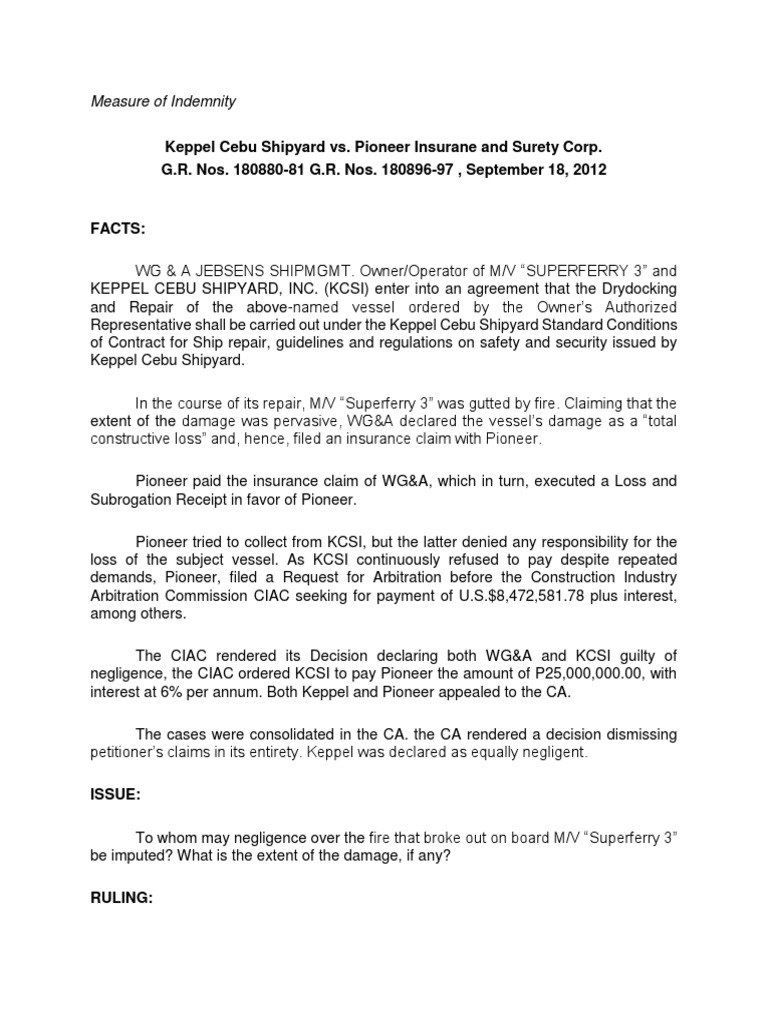 213 Keppel Cebu Vs Pioneer Insurance PDF Negligence Insurance