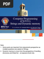 Computer Programming (CS F111) Strings and Dynamic Memory: BITS Pilani