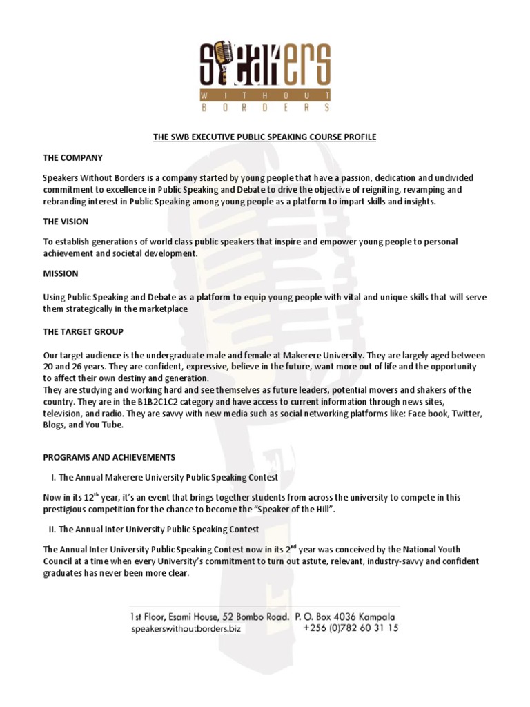 SWB Public Speaking Course Proposal  Nonverbal Communication