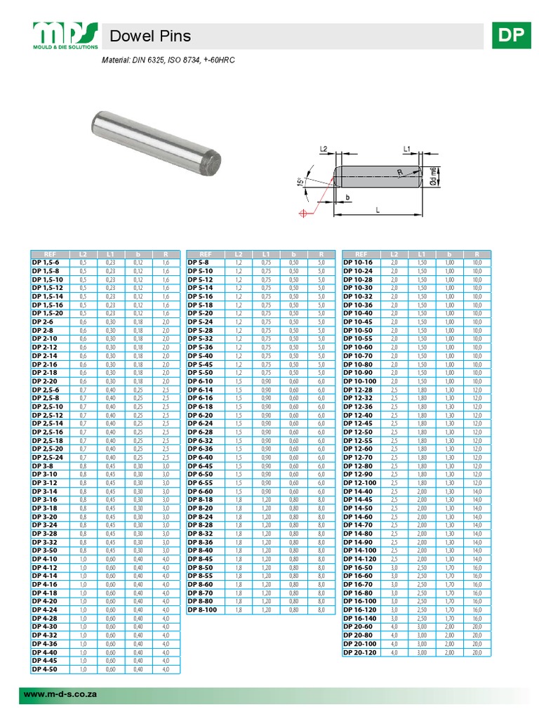 DIN 6325 Dowel Pins Specifications | PDF | Technology & Engineering