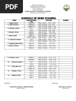 Schedule of Demo Teaching: Bado Dangwa National School