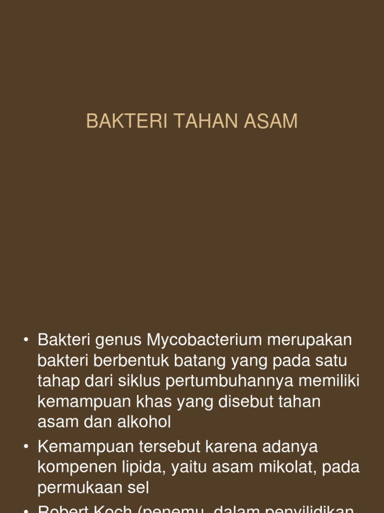 Mycobacterium Bakteri Tahan Asam Ppt