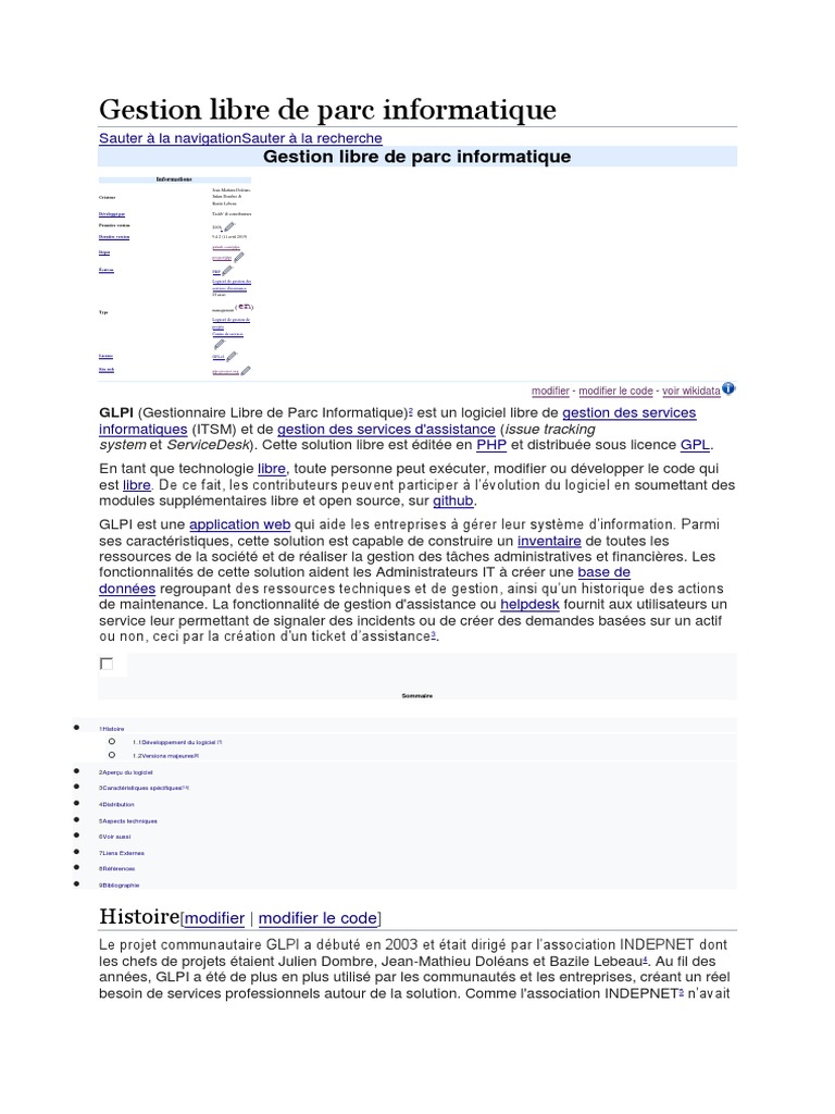 Gestion Libre de Parc Informatique PDF Informatique Œuvre libre — free download