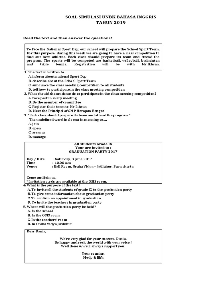 Simulasi Unbk Ba Inggris 2019 1 Pdf Types Of Volcanic Eruptions Snake