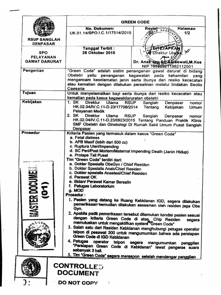 SOP Green Code | PDF