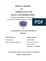 Microfinance and Small Enterprenuers: Project Report ON