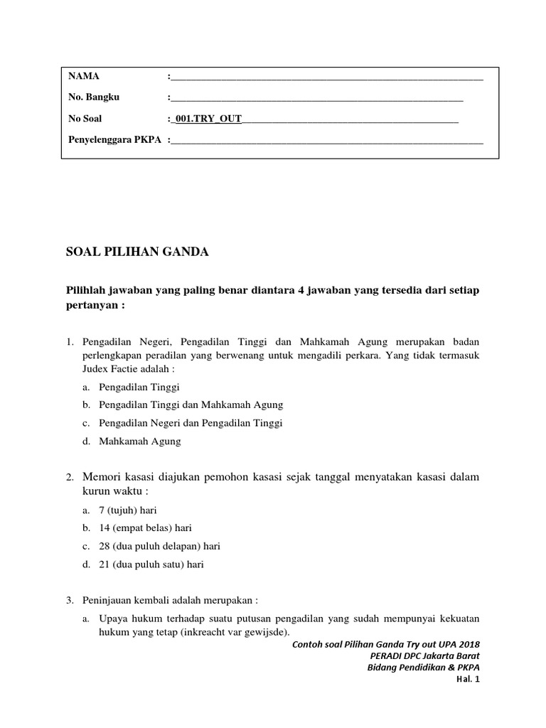 Contoh Soal Surat Niaga Pilihan Ganda Yetta Info