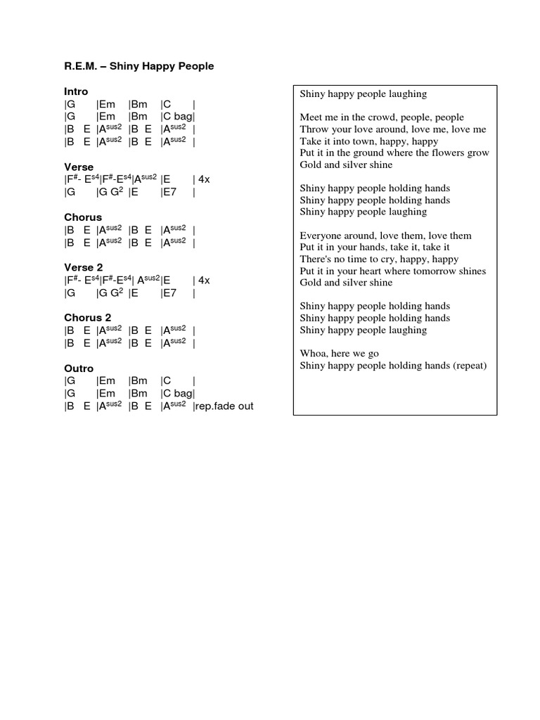 REM Shiny Happy People Chords PDF