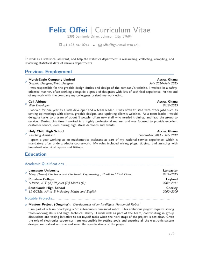 Felix Offei: - Curriculum Vitae | PDF