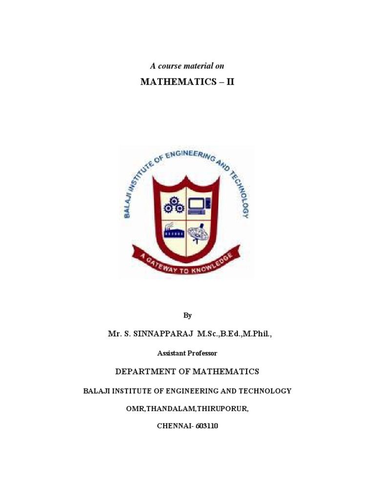 Mathematics - 2 | PDF | Ordinary Differential Equation | Integral