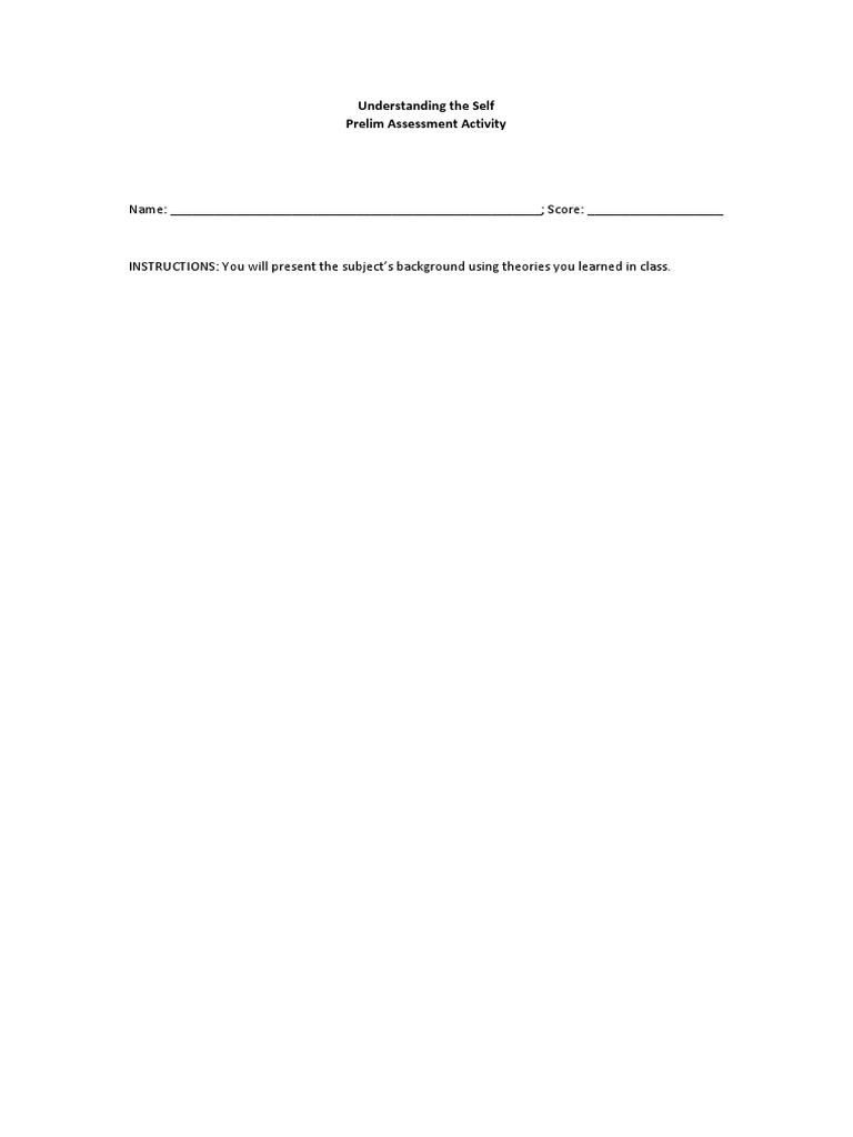 Self Understanding Assessment Guide | PDF