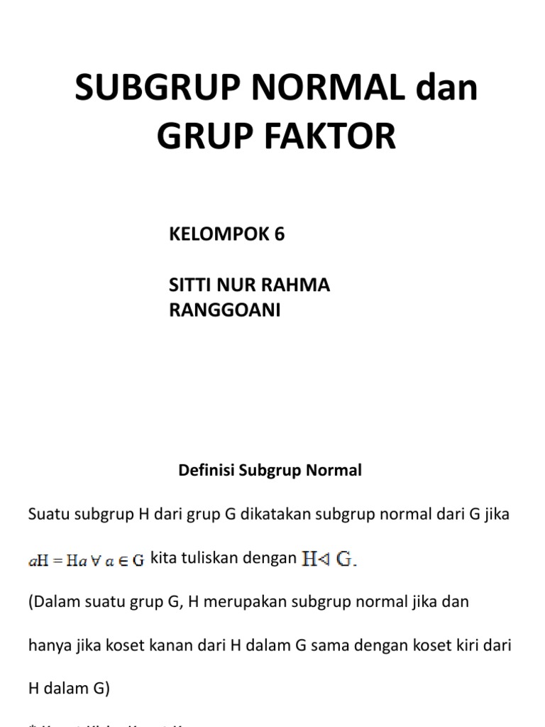 Subgrup Normal dan Grup Faktor | PDF