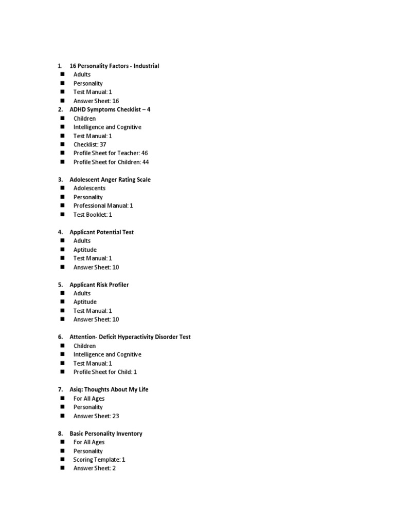 ADHD Symptoms Checklist - 4 | PDF | Attention Deficit Hyperactivity ...