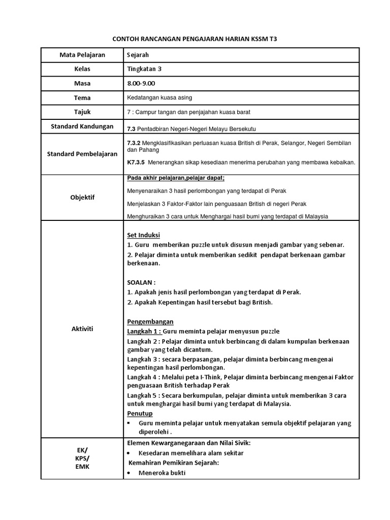 RPH Sejarah SMK Sta Dan Dse  PDF