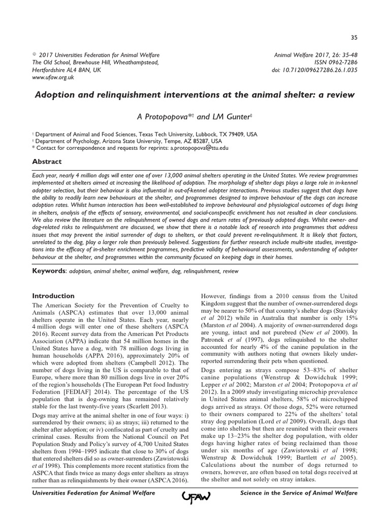 Adoption and Relinquishment Interventions | PDF | Dogs | Pet