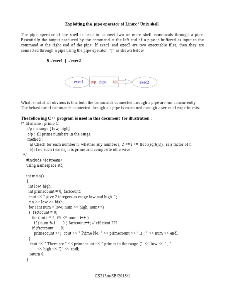 Linux Pipe Operator: Concurrent Command Execution | PDF | Input/Output ...