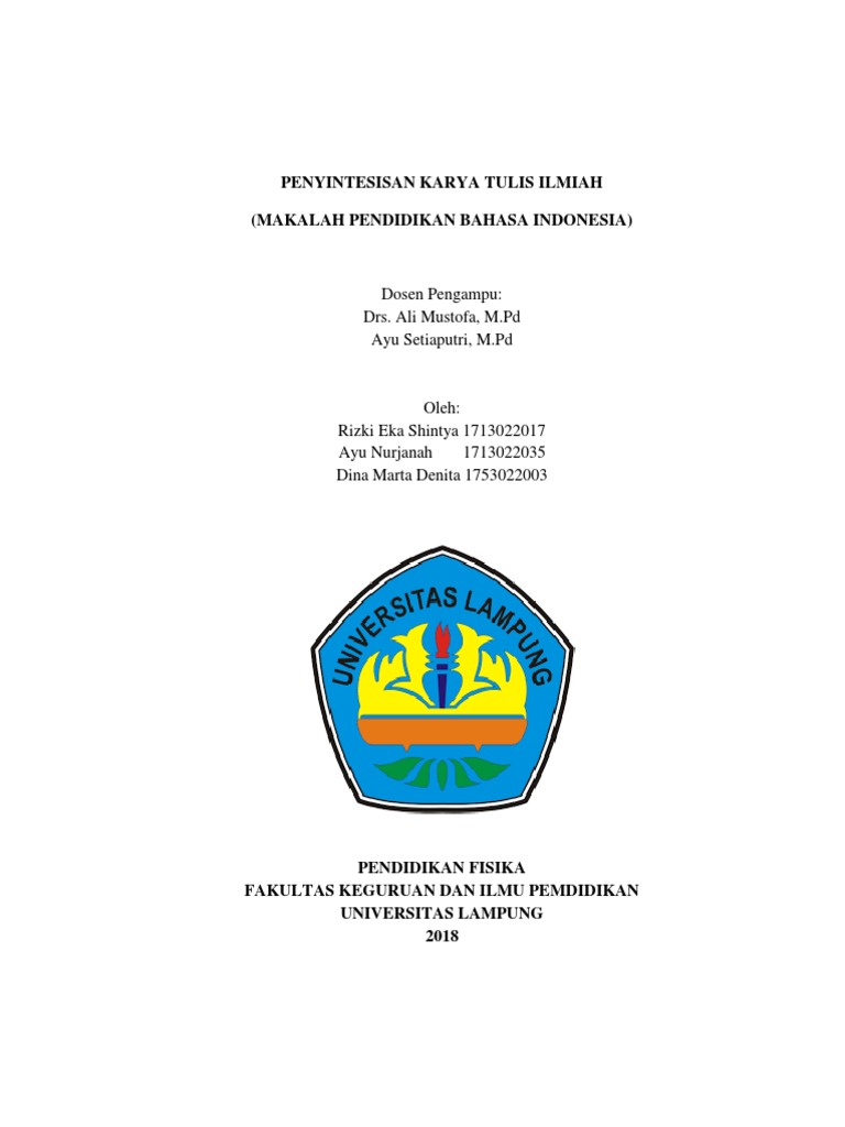 Makalah Penyintesisan Karya Tulis Ilmiah