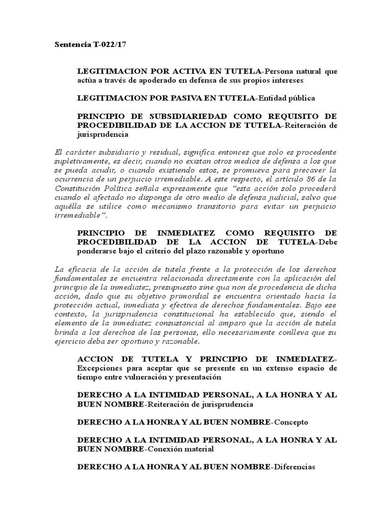 T 022 17 | PDF | Libertad de expresión | Derecho Constitucional