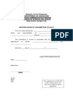 CS Form No. 4 Certification of Assumption To Duty-1-1