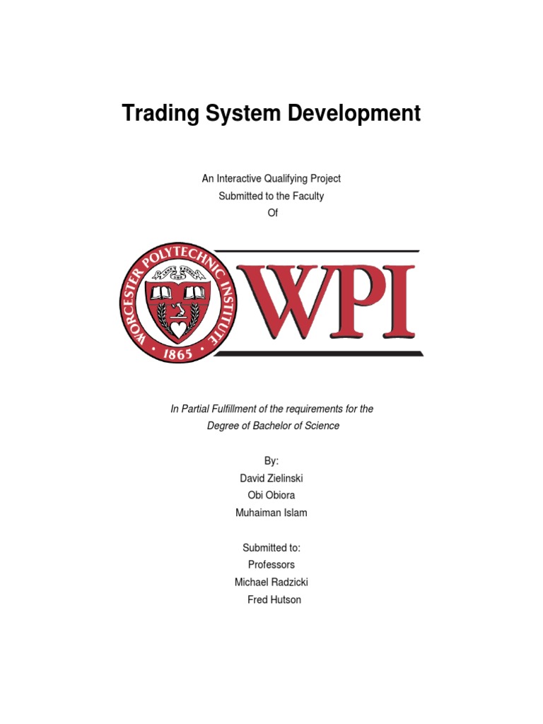 Trading System Development Final Report PDF | PDF | Option (Finance ...