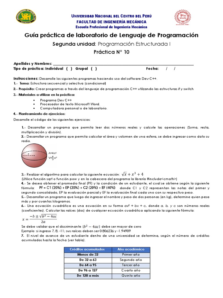 Guia de Practica 10 - Laboratorio | PDF | Triángulo | Programa de ...