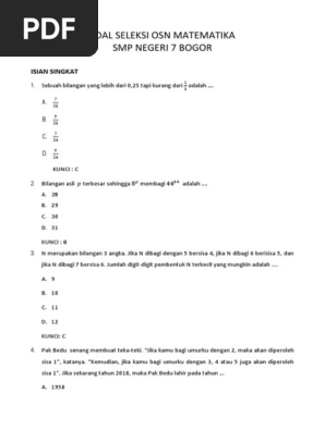 Soal Seleksi Osn Matematika 2019