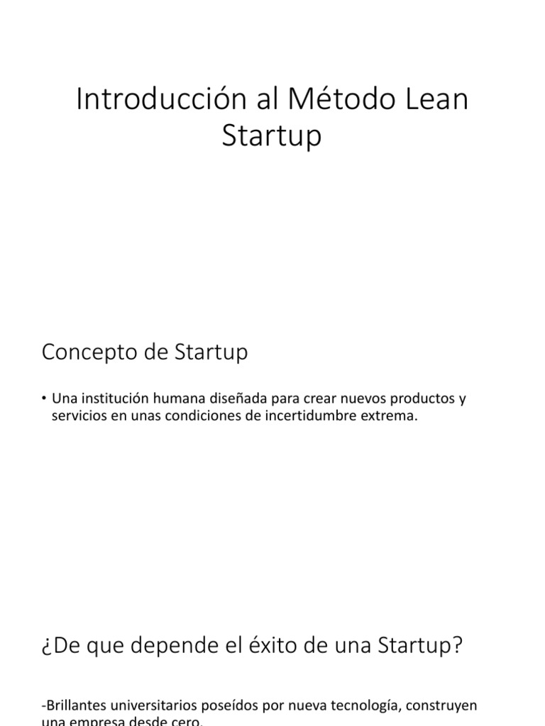 Introducción Al Método Lean Startup Pdf Lean Startup Empresa De