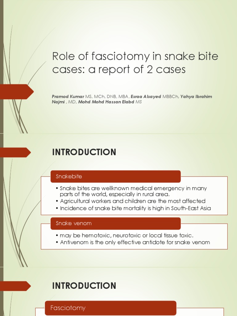 Role of Fasciotomy in Snake Bite PDF Finger Necrosis