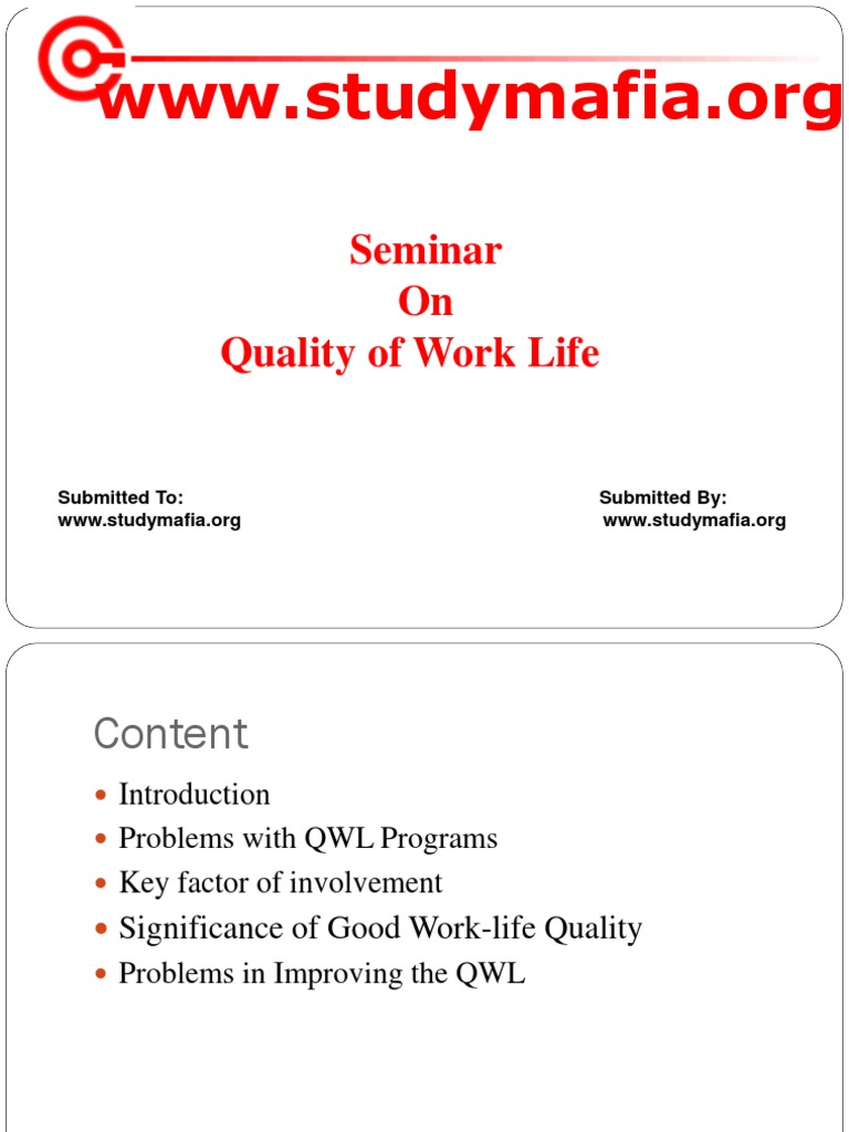 Enhancing Quality of Work Life Strategies | PDF | Employee Retention ...