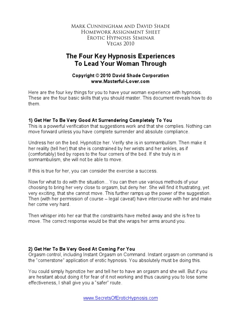 The Four Key Hypnosis Experiences PDF PDF Hypnosis Orgasm