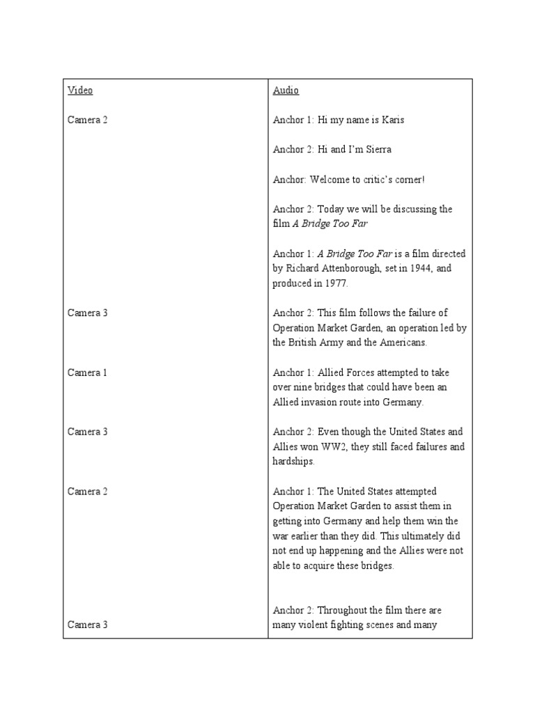 Bustillos Interdisciplinary-A Bridge Too Far-Script | PDF | Operation ...