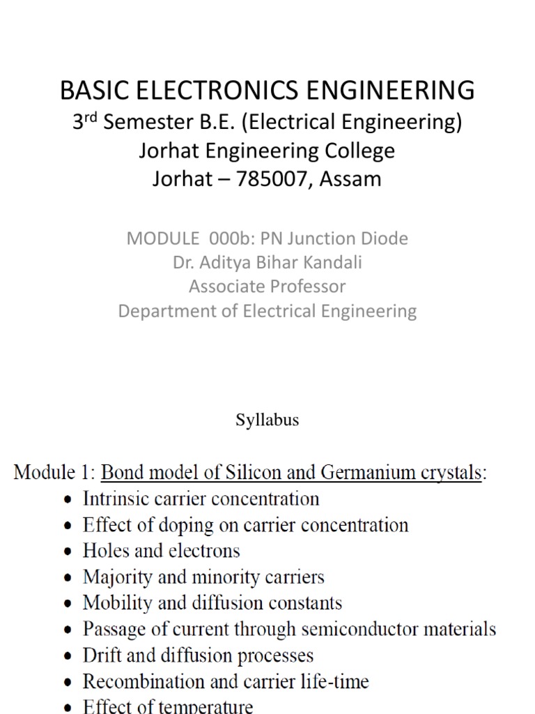 Basic Electronics Engineering Drabkandali Lec000b Pn