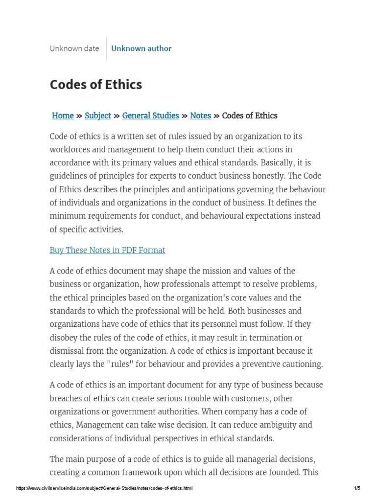 Codes of Ethics | PDF | Value (Ethics) | Confidentiality