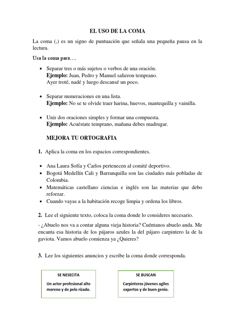 Uso y funciones de la coma | PDF | Coma | Mecánica del lenguaje