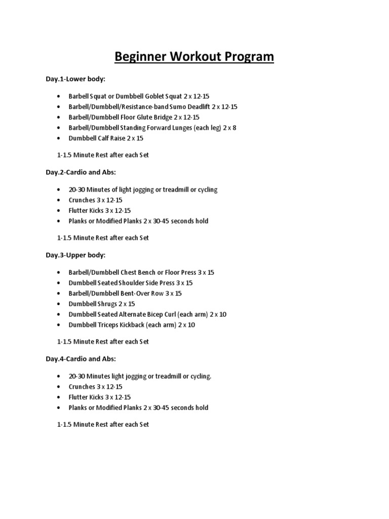 Beginner Workout Program Template | PDF | Recreation | Physical Exercise