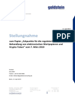 Stellungnahme zum Papier „Eckpunkte für die regulatorische Behandlung von elektronischen Wertpapieren und Krypto-Token“